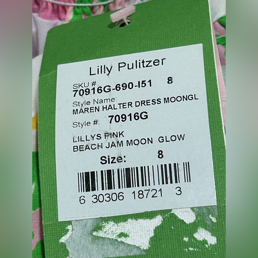 NEW Lilly‎ Pulitzer Sz 8 Maren Halter Dress In Lilly’s PinkBeach Jam Moon Glow - Picture 4 of 4